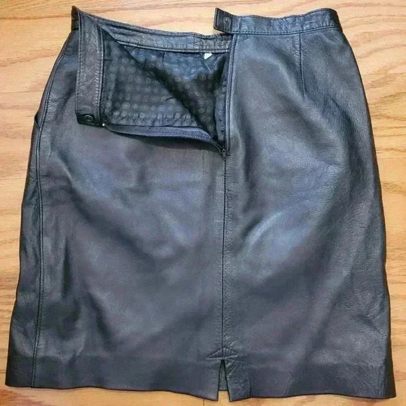Size 46 Vintage Faux Leather Pencil Skirt - Picture 1 of 4